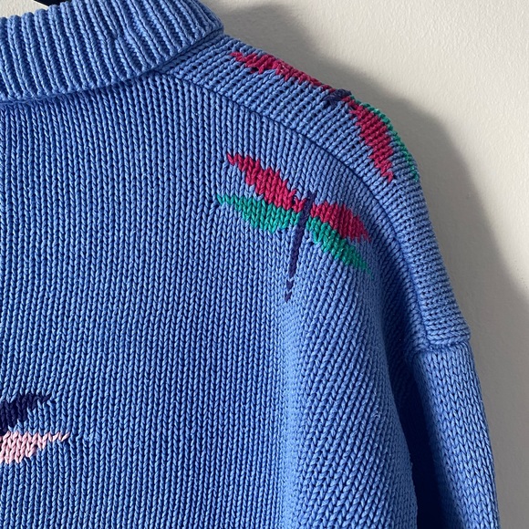 Vintage cotton blue dragonfly sweater jumper - Picture 5 of 16